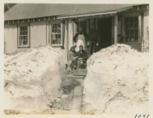 Image: Front path cut through snow bank at Station- Mart Vorce, Charles Sewall, Miriam`